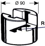 matriz de corte y con un lado redondeado nr. 6   40x 07  R = 25 mm